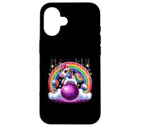 Unicorn Riding Purple Disco Ball Magic Rainbow Colorful Case for iPhone 16