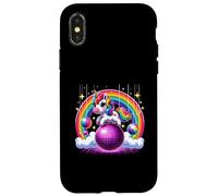 Unicorn Riding Purple Disco Ball Magic Rainbow Colorful Case for iPhone X/XS