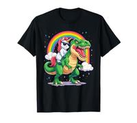 Unicorn Riding T-rex Dinosaur Unicorn Rainbow Fantasy Fans T-Shirt