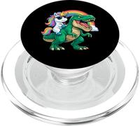 Unicorn Riding T-Rex Funny Mythical Fantasy Rainbow T Rex PopSockets PopGrip for MagSafe