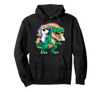 Unicorn Riding T-Rex Funny Mythical Fantasy Rainbow T Rex Pullover Hoodie