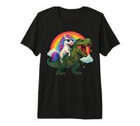 Unicorn Riding T-Rex Mythical Prehistoric Rainbow Trex Kids Premium T-Shirt