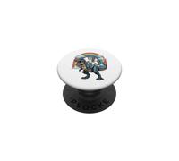 Unicorn Riding T Rex Rainbow Cute Dinosaur Fantasy Graphic PopSockets Adhesive PopGrip