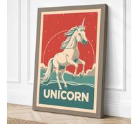 Unicorn Rising Art Deco Canvas Wall Art Print 30x20 Inch (76 x 51 cm)