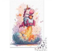 Unicorn Rocket Art Print Jigsaw Puzzles Puzzle for Adults Kids. 1000 Pieces Impossible Challenge Toy Educational Game Home Decoration for Educational Games Gifts 52x38cm/1000pcs
