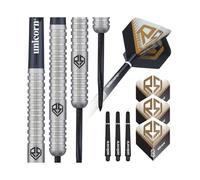Unicorn Darts Set | Ross 'Smudger' Smith | 90% Natural Tungsten Barrels with Laser Etched RS & U Logo Hallmark | Steel Tip Black Volute Points | 20 g