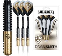 Unicorn | Ross Smith Pro Player | Brass Barrel Steel Tip Darts Set | Durable Stunning Ultrafly Flights | Silver Points | 20 g