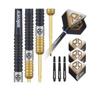 Unicorn Darts Set | Ross 'Smudger' Smith | 90% Tungsten Barrels with Two-Tone Black & Golden Titanium Coatings | Steel Tip Gold Volute Points | 24 g