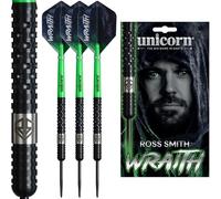 Unicorn Steel Tip Darts Set | Ross 'Smudger' Smith | Wraith | 90% Tungsten Barrels | Durable Stunning Ultrafly Flights | Noir Black Volute Points | 24 g