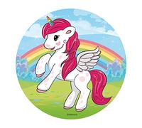 Unicorn Round 20cm 8 inch Edible Sugar Cake Topper. Licenced Product. Dekora.