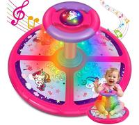 Unicorn Sit and Spin Toys for Toddlers 1 2 3 4 Years Old, Extra Large Size, Christmas Birthday Gift for Kids Boys Girls with Music & LED Lights, 360°Spinning Seat Sensory Toys