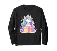 Unicorn Sitting On A Giant Present - Unicorn Christmas Long Sleeve T-Shirt