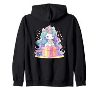 Unicorn Sitting On A Giant Present - Unicorn Christmas Zip Hoodie