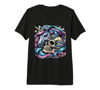 Unicorn Skull Cosmic Horror Nightmare Skeleton Skulls Dead Premium T-Shirt
