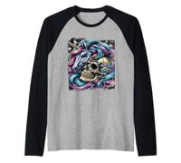 Unicorn Skull Cosmic Horror Nightmare Skeleton Skulls Dead Raglan Baseball Tee