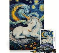 Unicorn Sleeping Starry Night Puzzles for Adults 1000 Piece Cognitive Boost Leisure Activity Nice Gift (38x52cm)