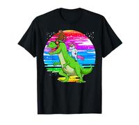 Unicorn Sloth Riding Dinosaur T Rex Rainbow Cute Fun Gift T-Shirt