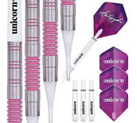 Unicorn Soft Tip Darts Set | Autograph Series | 80% Natural Tungsten Barrels with Pink Accents | 19 g
