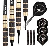 Unicorn Soft Tip Darts Set | Core Plus | Knurled Brass Barrels with Black Coating Accents | 17 g