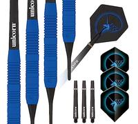 Unicorn Soft Tip Darts Set | Core Plus | Smooth Comfortable Rubberised Brass Barrels | Blue | 18 g