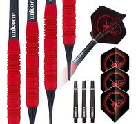 Unicorn Soft Tip Darts Set | Core Plus | Smooth Comfortable Rubberised Brass Barrels |Red| 18 g
