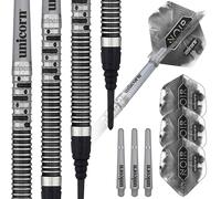 Unicorn Soft Tip Darts Set | Gary 'The Flying Scotsman' Anderson Noir Organic Phase 5 | 90% Tungsten Barrels with Black Titanium Coating | 20 g Unicorn Black