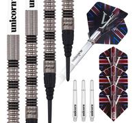 Unicorn Soft Tip Darts Set | James 'The Machine' Wade Premier | 70% Natural Tungsten Barrels | 20 g in Silver Unicorn Silver