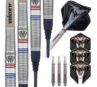 Unicorn Soft Tip Darts Set | Jeffrey 'The Black Cobra' de Zwaan Maestro Phase 2 | 90% Natural Tungsten Barrels with Red, White & Blue Accents | Epic Tips | 22 g
