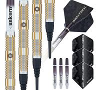 Unicorn Soft Tip Darts Set | Pro-Tech Style 4 | 70% Natural Tungsten Barrels with Golden Accents | Epic Tips | 18 g