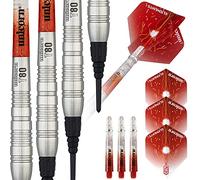 Unicorn Soft Tip Professional Darts Set | Core Striker Series Style 4 | 80% Natural Tungsten Barrels | 22 g