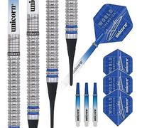 Unicorn Soft Tip Darts Set | Gary 'The Flying Scotsman' Anderson Phase 3 World Champion | 90% Natural Tungsten Barrels with Blue Accents | 18 g