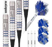 Unicorn Soft Tip Darts Set | Gary 'The Flying Scotsman' Anderson Silver Star | 80% Natural Tungsten Barrels with Blue Accents | 19 g