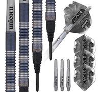 Unicorn Soft Tip Darts Set | James 'The Machine' Wade Noir Organic | 70% Tungsten Barrels with Black Titanium Coating| Epic Tips | 20 g