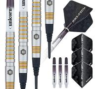 Unicorn Soft Tip Professional Darts Set | Pro-Tech Style 2 | 70% Natural Tungsten Barrels with Golden Accents | Epic Tips | 19 g