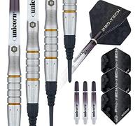 Unicorn Soft Tip Professional Darts Set | Pro-Tech Style 5 | 70% Natural Tungsten Barrels with Golden Accents | Epic Tips | 18 g