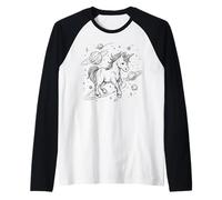 Unicorn Space Explorer Cosmic Fantasy Celestial Design Raglan Baseball Tee