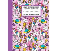 Unicorn Space Primary Composition Notebook Handwriting Practice Paper: 8x10 Cute Gift for Girls