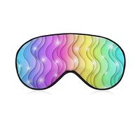 Unicorn Sparkling Wavy Striped Sleep Mask Blindfold Rainbow Wavy Adjustable Super-Smooth Soft Eye Mask Cover for Men Women Travel and Nap