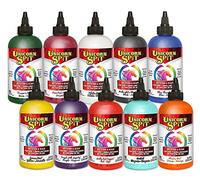 Unicorn SPiT Gel Stain and Glaze for Wood, Glass, Metal, Fabric Art Projects, Set of 10 Water Based Craft Paint with Vibrant Colours, 236ml Bottles