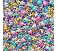Unicorn sprinkles pink gold horns lilac white Vegan Vegetarian Halal edible pearls hearts cupcake cake toppers biscuits pearls decoration 100s 1000s bright girly party decor baking UNICORN KISSES