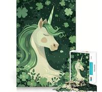 Unicorn St Patricks Day 1000 Piece Jigsaw Puzzles Mind Challenge Toy High Precision Die Cut Amusing Challenge for Waiting Time (50x75cm)