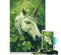 Unicorn St Patricks Day 1000 Piece Jigsaws Creative Skill Toy Tight Lock No Loose Pieces Bonding Activity for Loved Ones (38x26cm)
