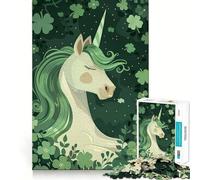 Unicorn St Patricks Day Adult Jigsaw Puzzles1000 Pieces Brain Game Gift High Precision Die Cut Relaxing Indoor Group Activity (38x26cm)