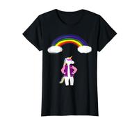 Unicorn Standing Under a Rainbow Value Graphic T-Shirt, Women, Black, XL