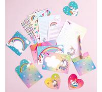 Unicorn Stationery Set - 69 PCS Letter Writing Paper Kit for Girls Kids Unicorns Gifts for Girls Stationery Writing Sheets with Envelopes Greeting Cards Stickers Ballpoint Pen