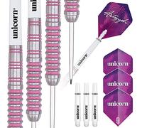 Unicorn Steel Tip Darts Set | Autograph Series Style 1 | 80% Natural Tungsten Barrels with Pink Accents | 22 g
