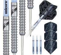 Unicorn Steel Tip Darts Set | Callan 'The Riot' Rydz Contender | 90% Natural Tungsten Barrels | Gripper 3 Shafts | 22 g in Black Unicorn Black