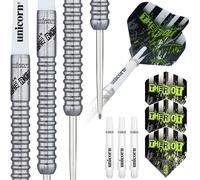 Unicorn Steel Tip Darts Set | Callan 'The Riot' Rydz Contender | 90% Natural Tungsten Barrels | Gripper 3 Shafts | 22 g