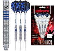 Unicorn Steel Tip Darts Set | Cameron 'Cammy' Menzies Contender | 80% Natural Tungsten Barrels with Blue Accents & Laser Etched Autograph | 23 g