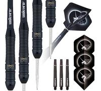 Unicorn Steel Tip Darts Set | Core Plus Black Brass Barrels| Style 1| 22 g